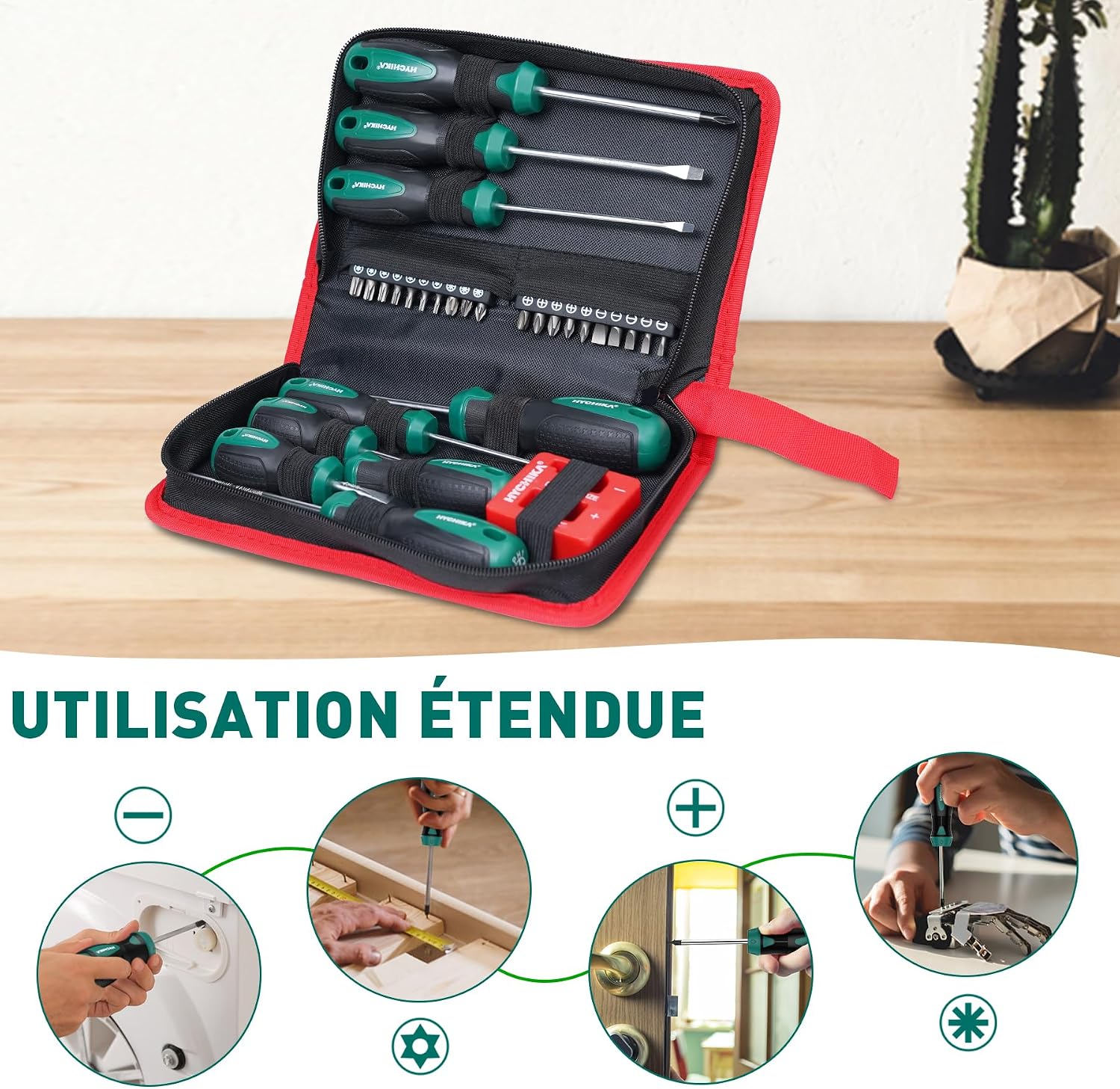Thumbnail 5 de HYCHIKA 30 pcs Kit Tournevis Magnétique – Ensemble CR-V pour DIY et meubles