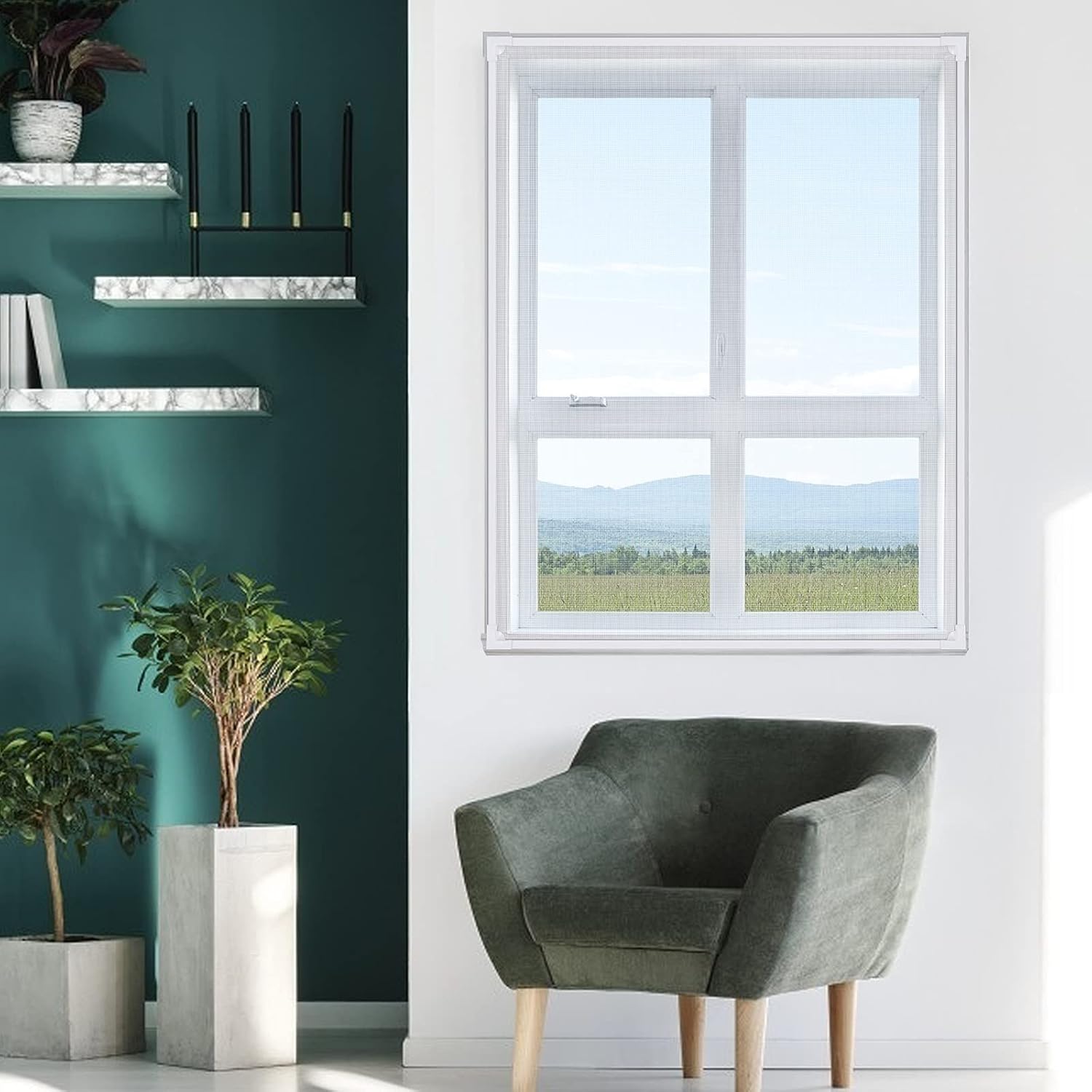 Thumbnail 1 de Magnetic Window Screen with Fibreglass Mesh (White frame, white net) – Uta uHom fly screen kit, up to 120 x 130cm