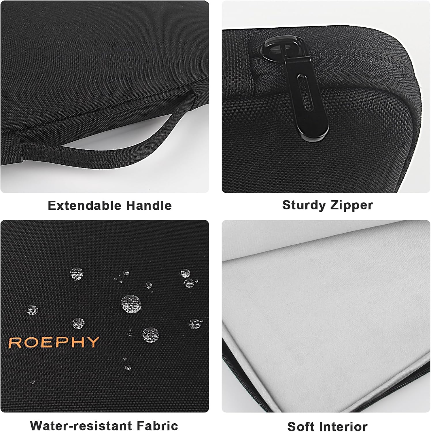 Thumbnail 1 de ROEPHY Laptoptasche für 17–17,3 Zoll – stoßfeste Slim Hülle mit Tragegriff (Schwarz)