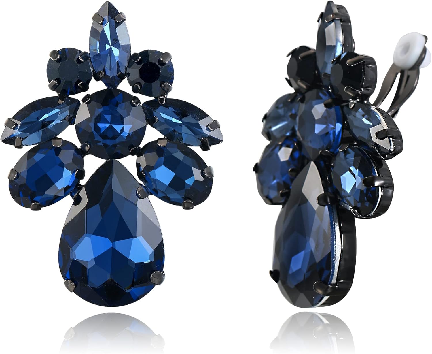 Thumbnail 6 de Clearine orecchini clip-on da matrimonio con goccia marquise in rhinestone