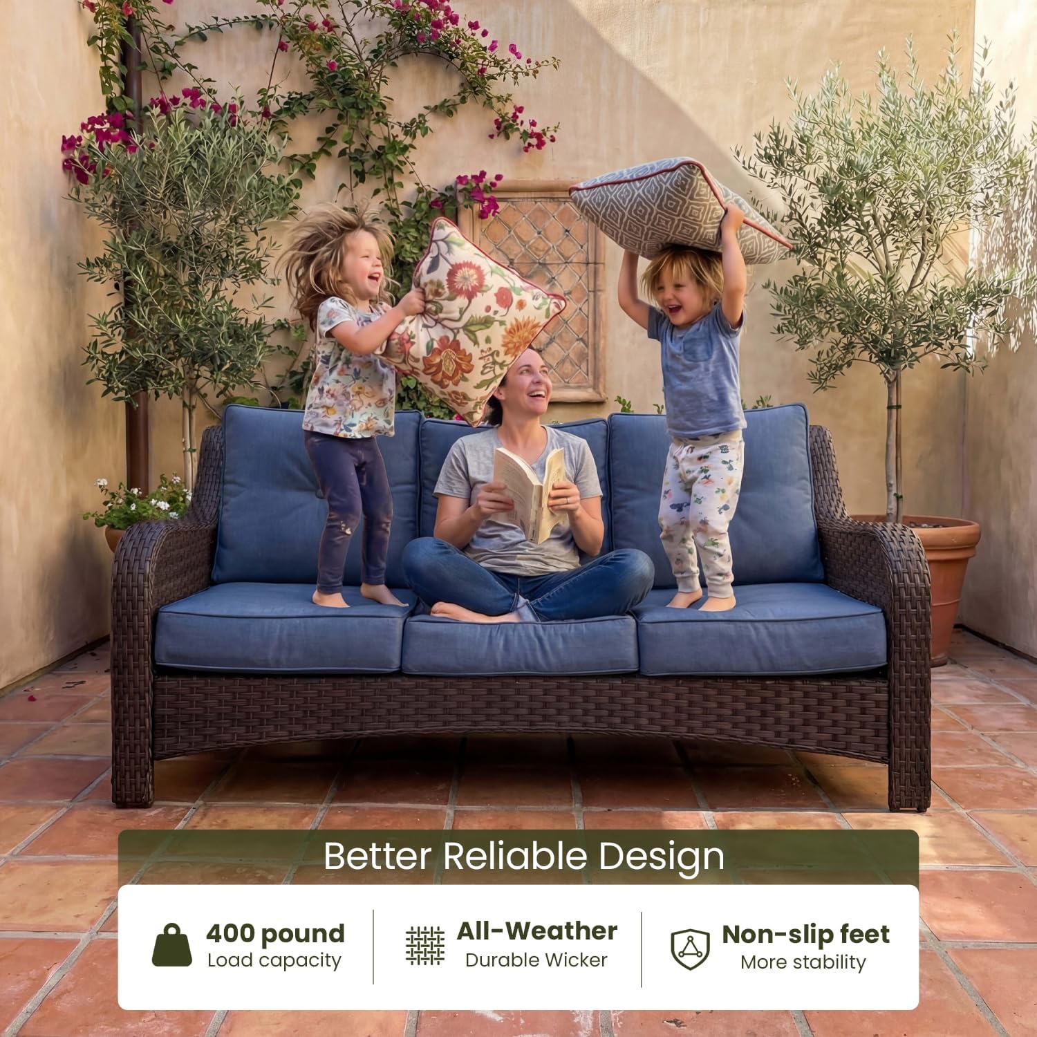 Detalle 2 de LayinSun Wicker Patio Furniture Set with 6-inch Cushions
