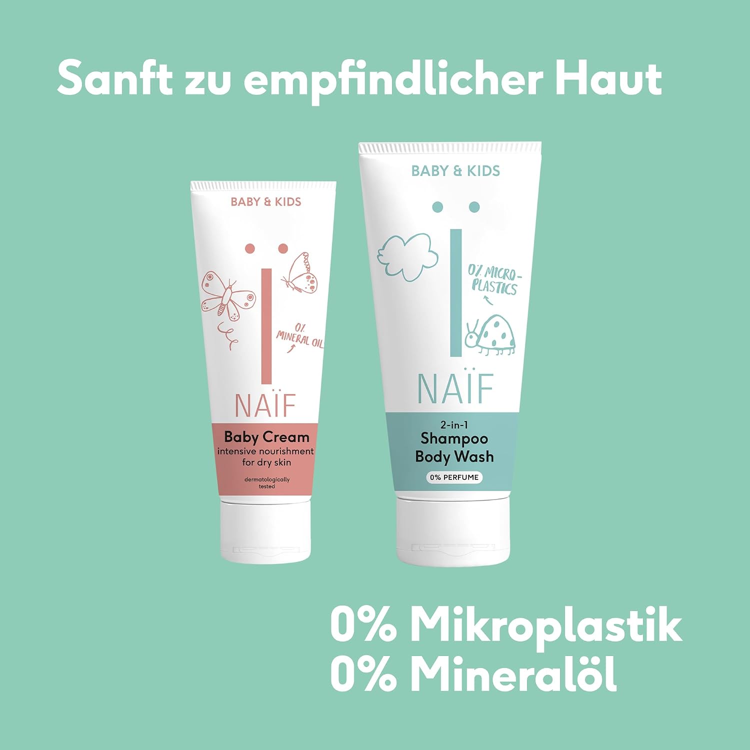 Detalle de Naïf Nährende Pflegecreme (75 ml) für Baby und Kind – vegan, ohne Mikroplastik, Mineralöle und Parabene