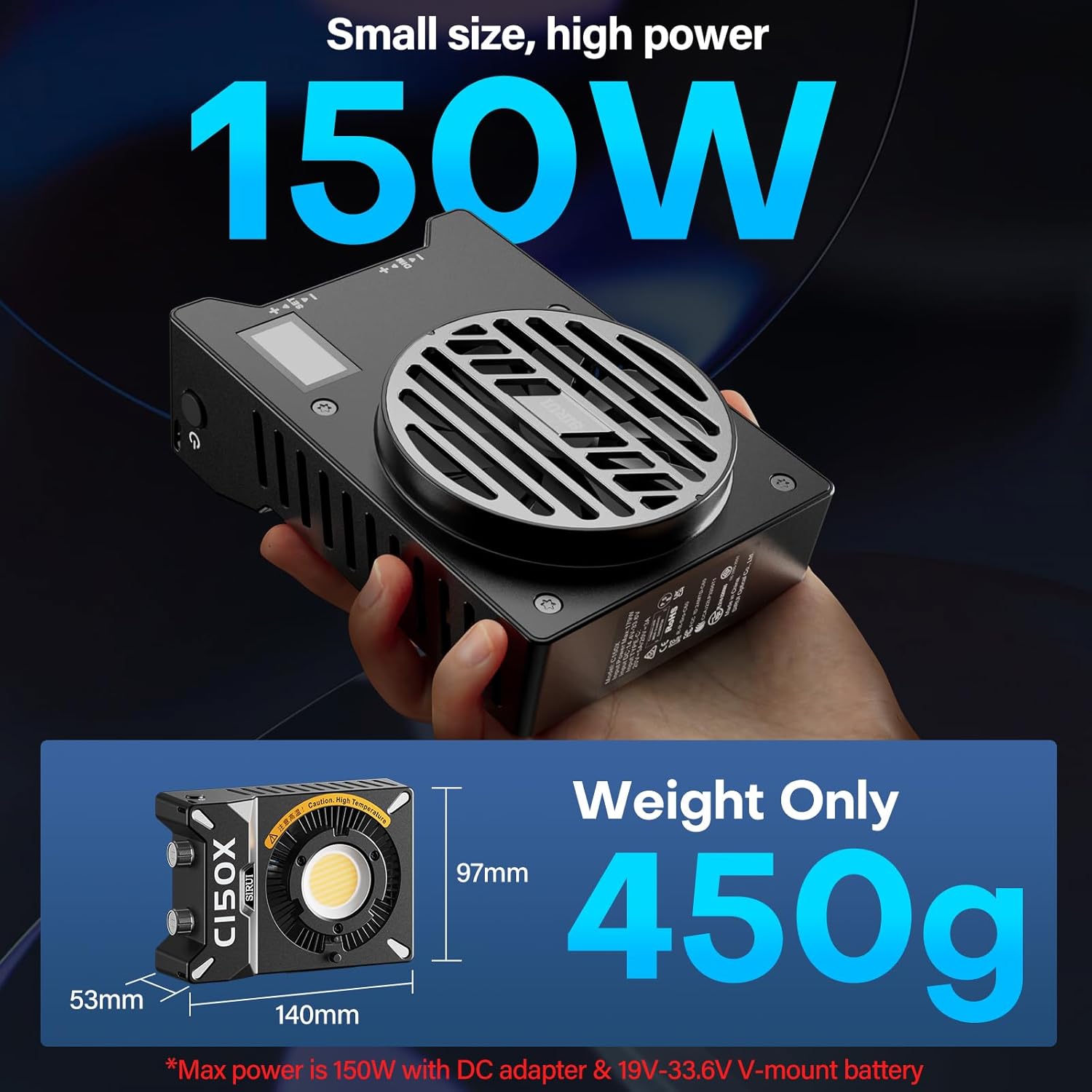 Detalle de SIRUI Super Bulbs C150X Lampe Vidéo LED 150W - Lumière bicolore 2800K-6500K, Contrôle Bluetooth et Réflecteur