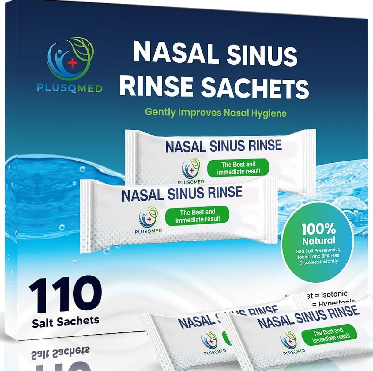 Detalle de Neti Salin: 110 sachets de rinçage des sinus, sel de rinçage nasal 2,7 g, compatible avec pot Neti 240 ml ou 300 ml