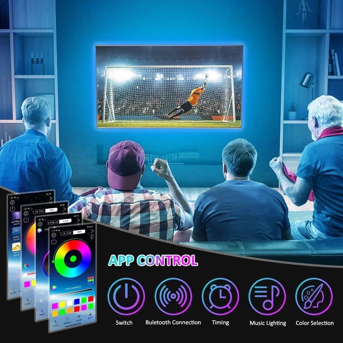 Detalle de SANSUN CL-5050RGBAAAHY05-WWW LED-list för TV, 2 m RGB med app och musikläge