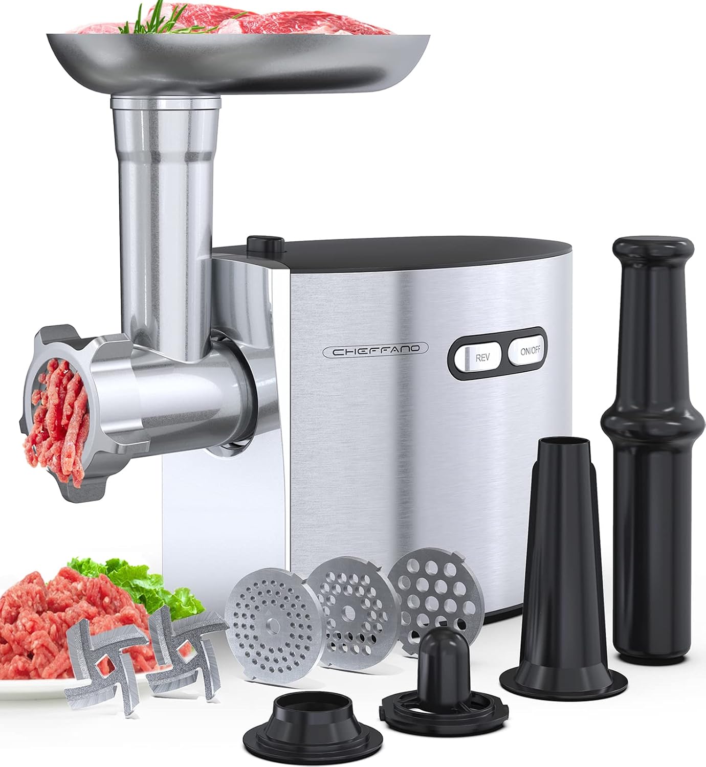 Detalle de CHEFFANO MGC11 Electric Meat Grinder, 350 W Rated, 2600 W Peak