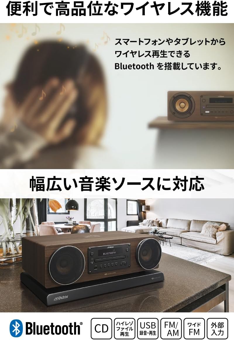 Detalle 1 de JVCケンウッド Victor EX-D6SET ミニコンポ ウッドコーン・専用オーディオボード付き
