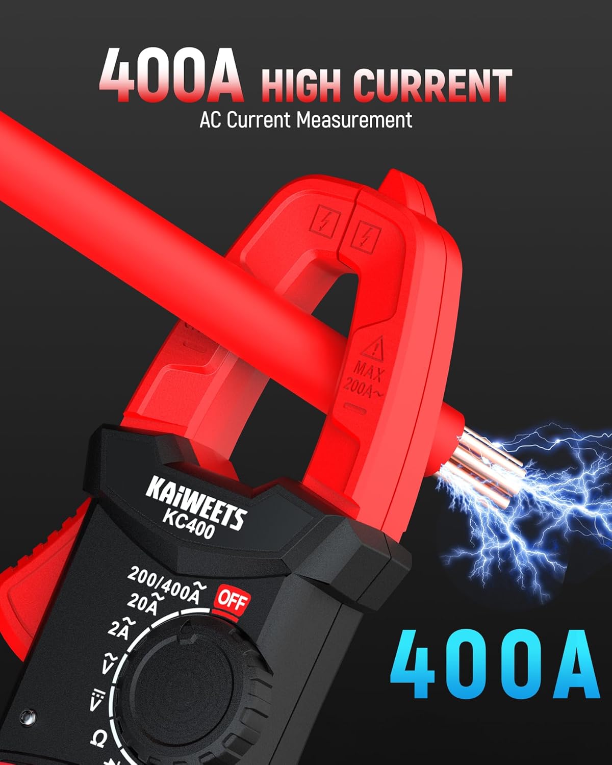 Thumbnail 2 de KAIWEETS KC400 Clamp Meter: 5-in-1 Digital Clamp with 400A, 600V, 2000 Counts