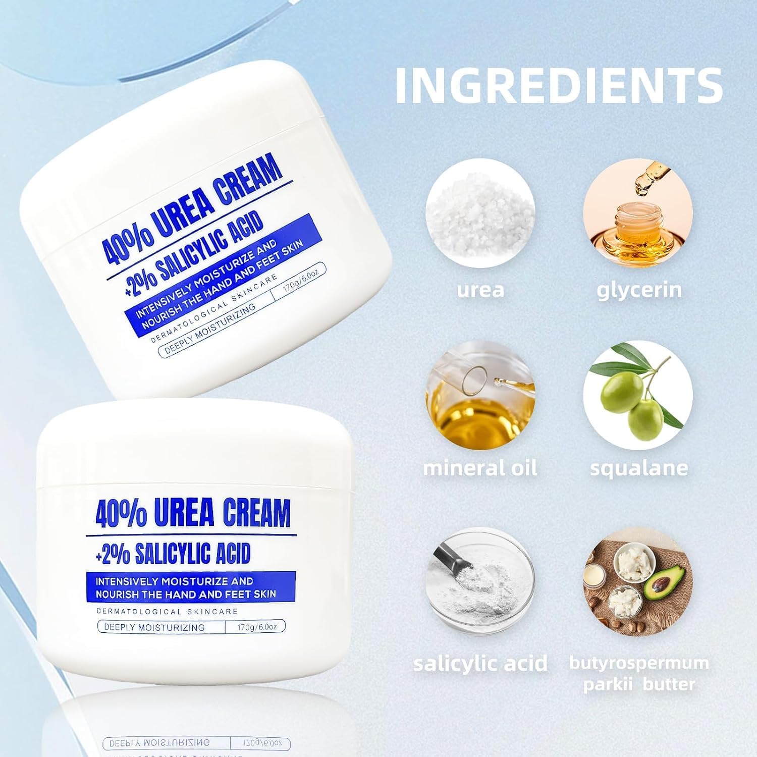 Detalle de QQWIAX 40% Urea Cream, 170 g for Dry, Rough Hands and Feet