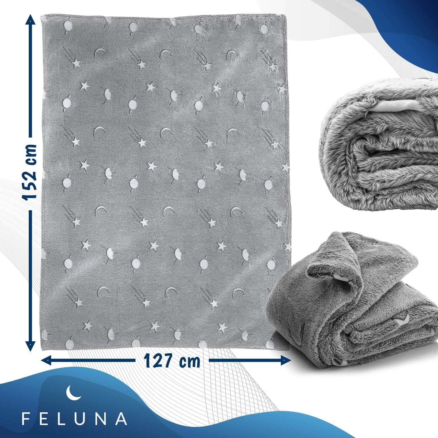 Detalle de Feluna Glow-in-the-Dark Plush Blanket for Kids & Adults, Coral Fleece