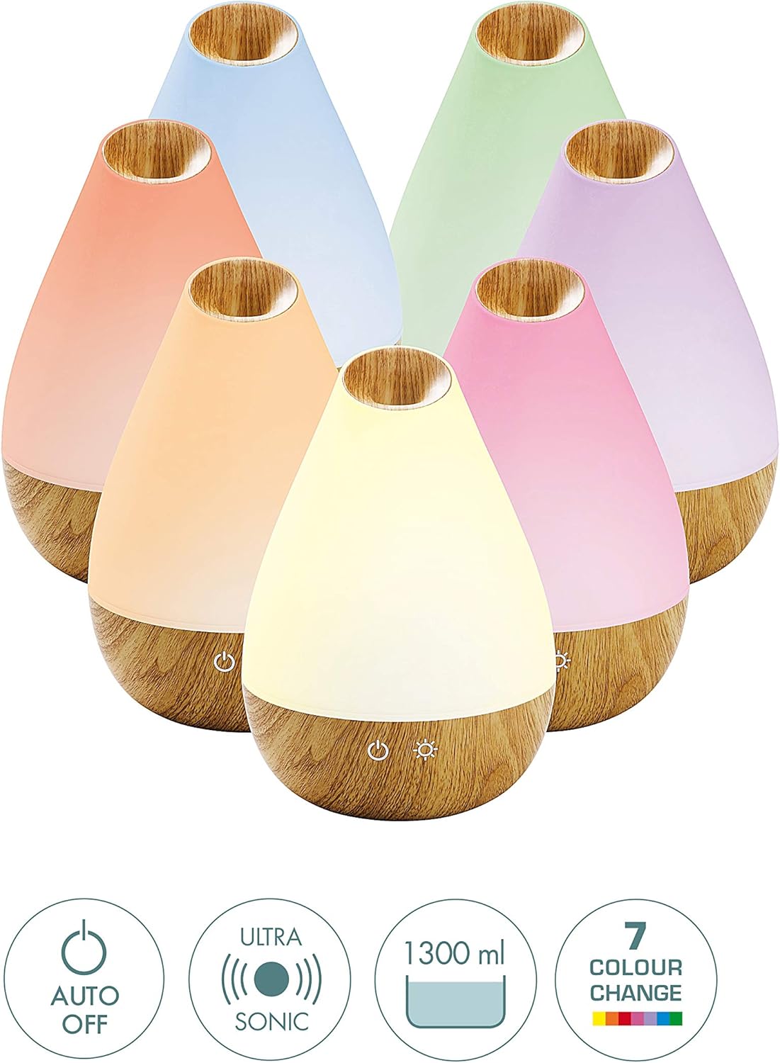 Detalle de Promed Aroma Diffuser AL-1300 WS (1,3 l) Ultraschall-Duftvernebler mit LED-Licht & Automatik