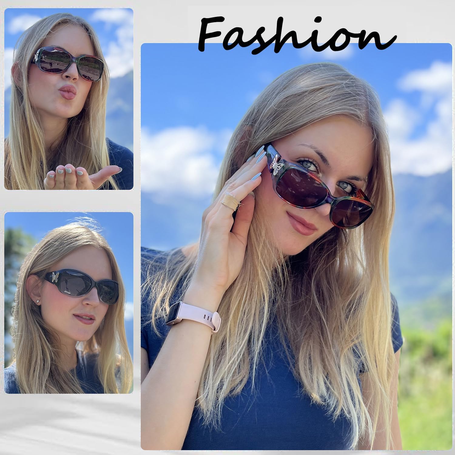 Thumbnail 1 de LVIOE Polarised Sunglasses: Womens Oversized Butterfly Frames with UV Protection