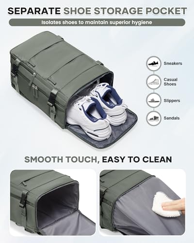 Thumbnail 5 de HPLQQ Mochila de cabina para avión 40x20x25 (Ryanair) con apertura 180° y compartimento para portátil — verde militar
