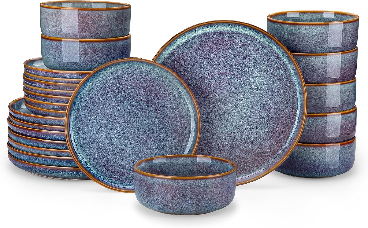 Detalle de vancasso PLAYA 24-Piece Grey-Blue Dinnerware Set for 8