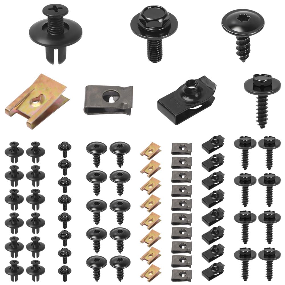 Detalle de Adiwo Kit Universel 64 pièces: vis, boulons et clips pour carrosserie et cache sous-moteur