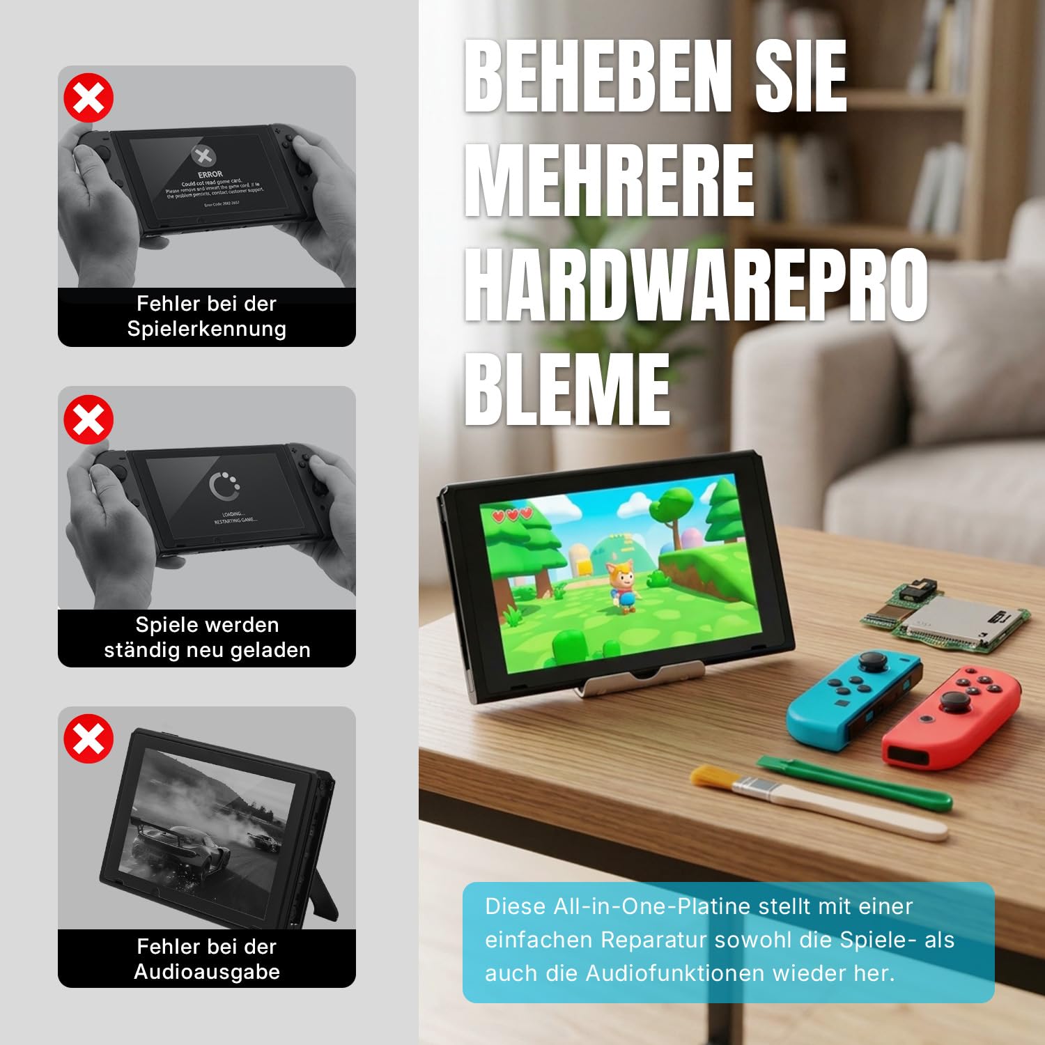 Detalle de Wigearss Host Reader Slot – Kartenleser-Platine mit Kopfhörerbuchse für Nintendo Switch HAC-001