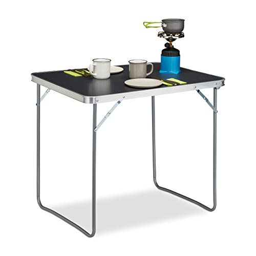 Detalle de Relaxdays Campingtisch klappbar aus Aluminium und MDF – kompakt, leicht und vielseitig