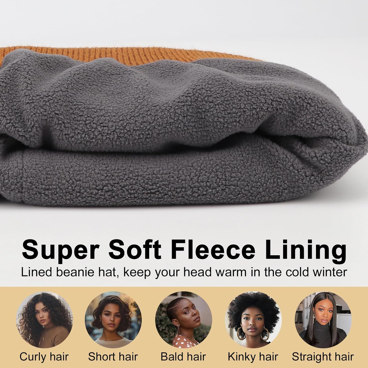 Thumbnail 3 de DRESHOW Warm Knit Beanie for Women and Men: a cosy, fleece-lined option for cold weather