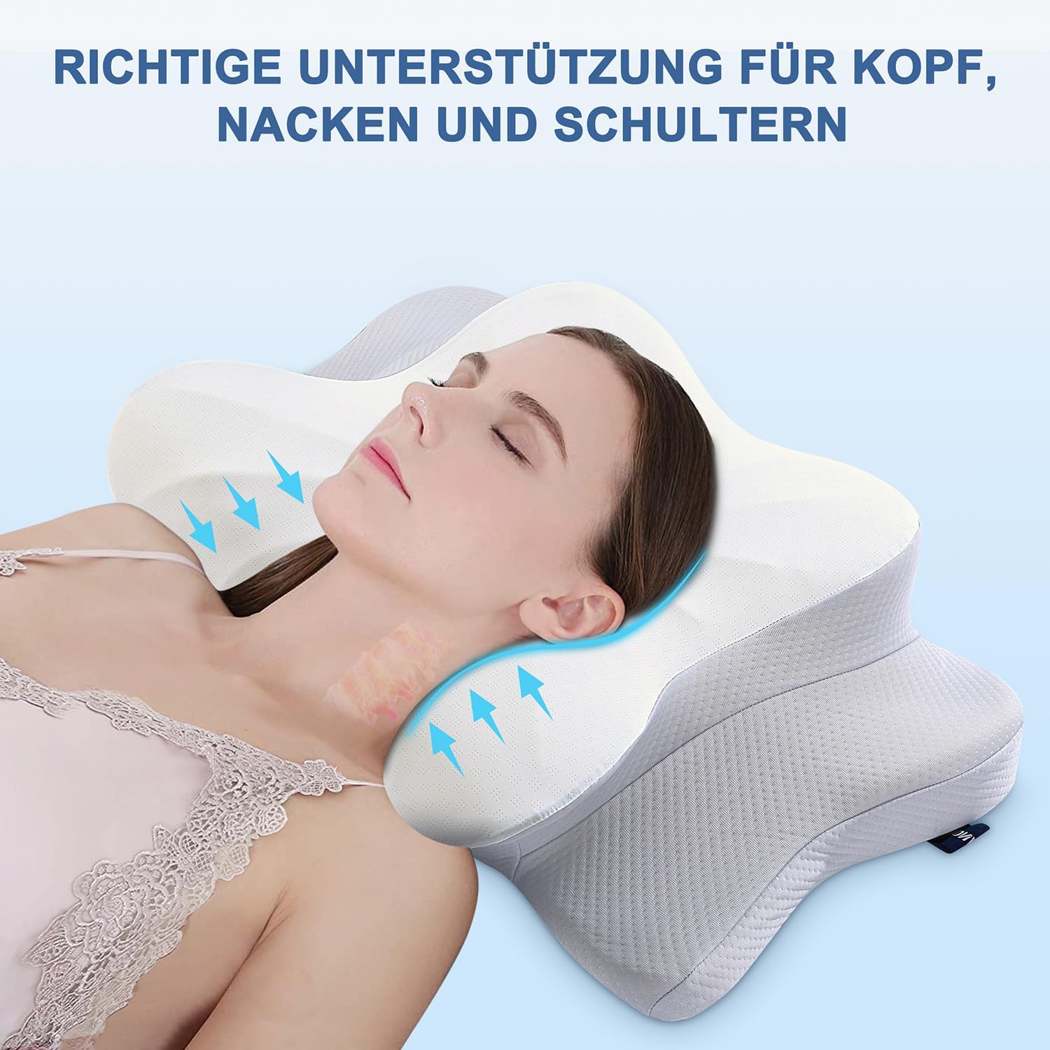 Thumbnail 1 de DONAMA Memory Foam Nackenkissen Ergonomisch – 6‑Zonen Kontur, zwei Höhen, Armauflage, kühlend