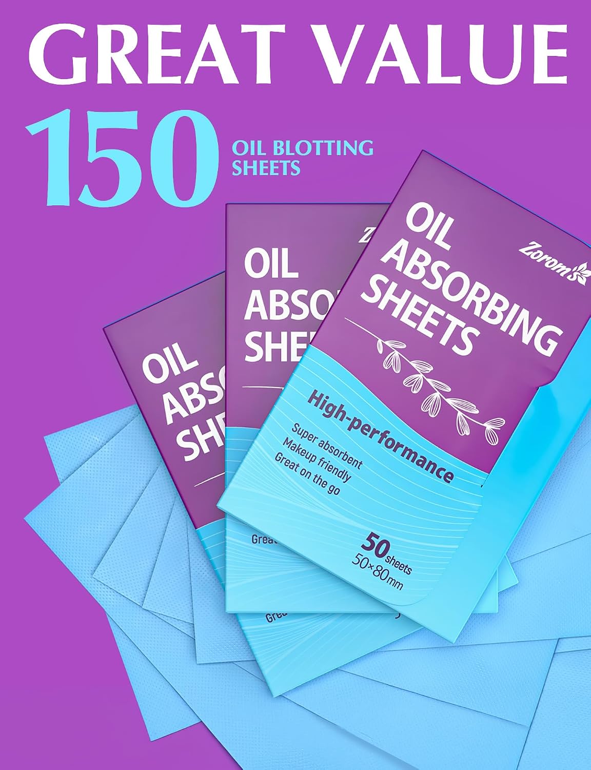 Thumbnail 6 de Zorom High-Performance Oil Absorbing Sheets for Face (3-pack, 150 sheets)