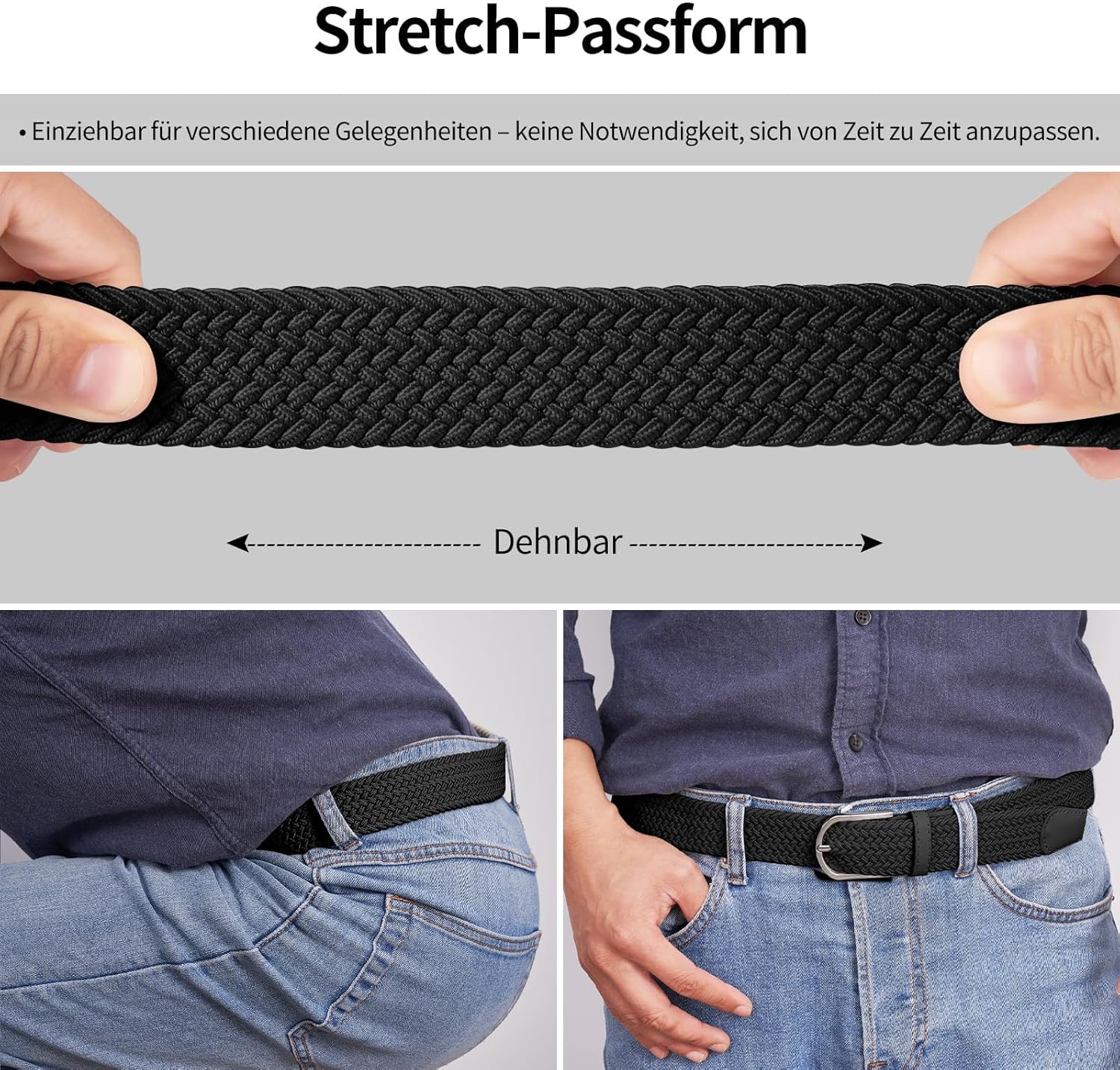 Thumbnail 3 de TANGCHAO Stoffgürtel Stretchgürtel 90–135 cm