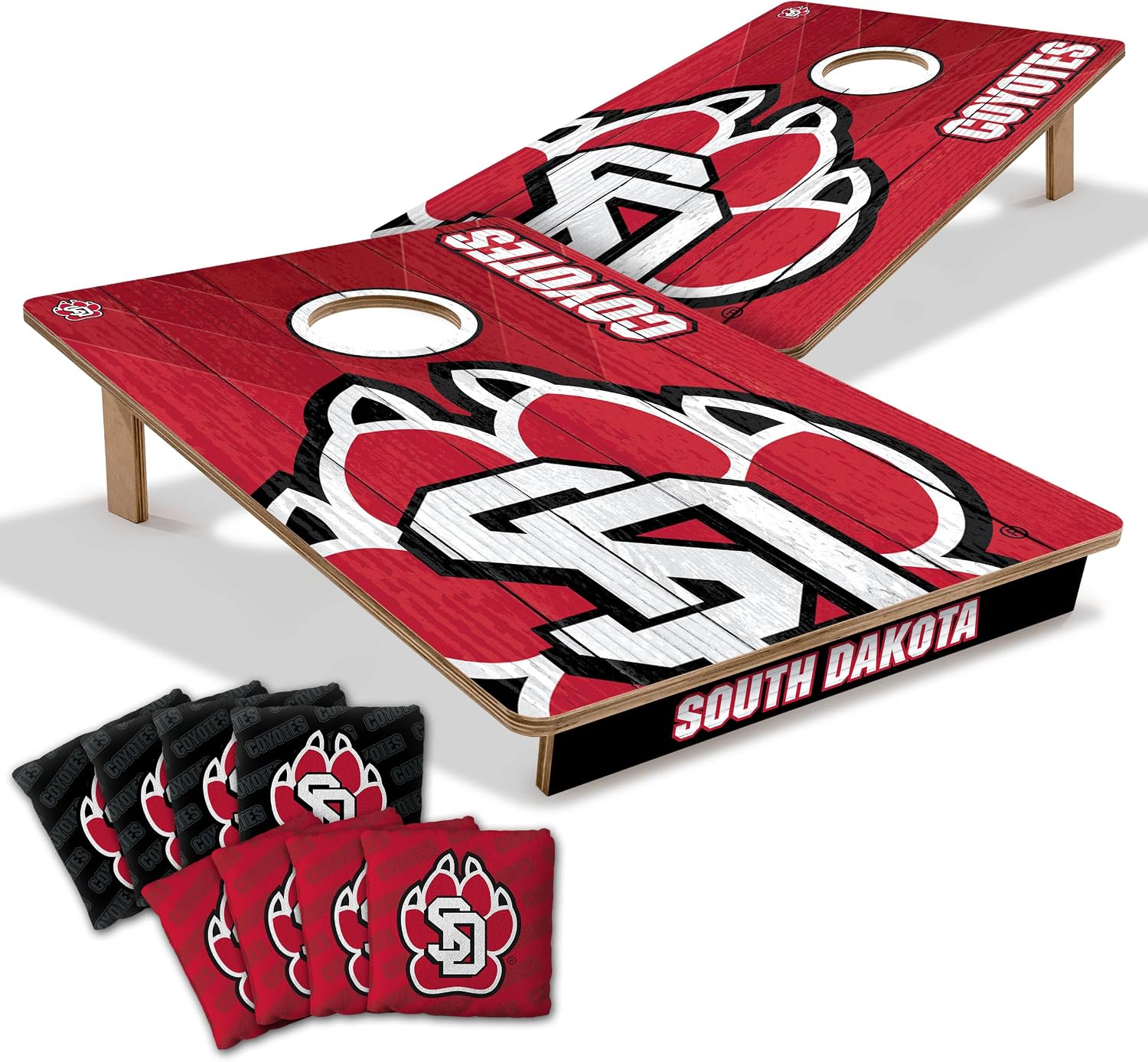 Detalle de YouTheFan NCAA 2 x 3 ft All-Wood Cornhole Game with Team Logo Bags