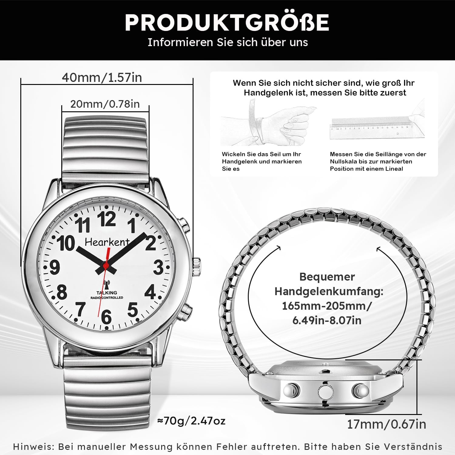 Thumbnail 1 de Hearkent sprechende Uhr mit deutscher Sprachausgabe – DCF-Atomzeit für Senioren