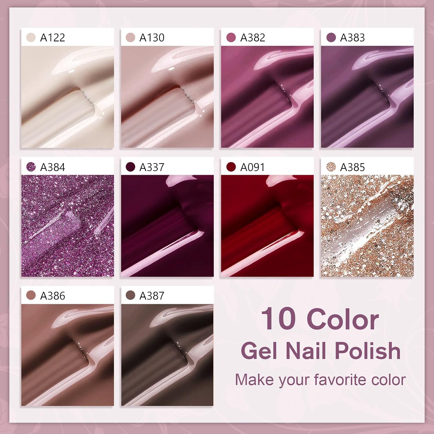 Detalle de Shining She UV Nagellack Set – 10 Farben Gel-Nagellack, 8 ml pro Flasche
