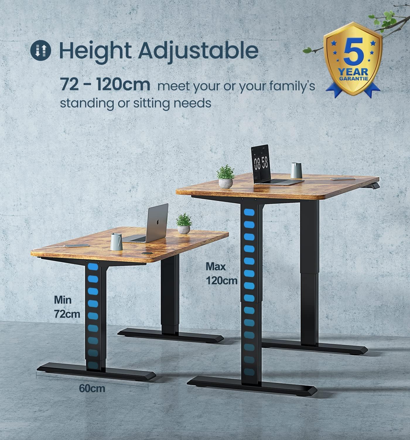 Thumbnail 1 de MAIDeSITe T2 Pro Dual Motor Adjustable Height Standing Desk Frame (Black) with memory smart panel