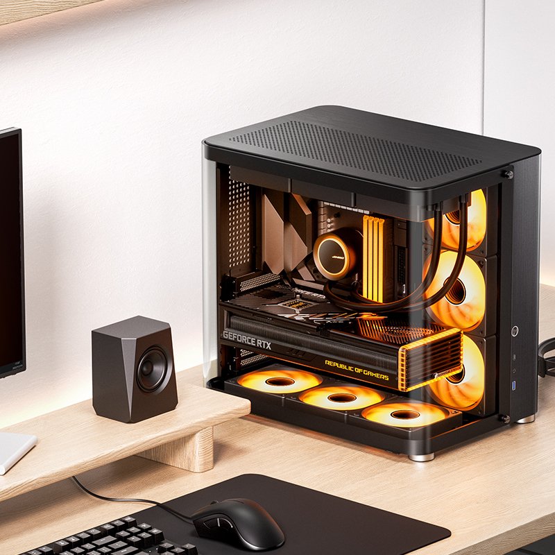Detalle 2 de Torre PC Jonsbo TK-2 2.0 negra ATX/ITX/Mini-ATX con vidrio templado