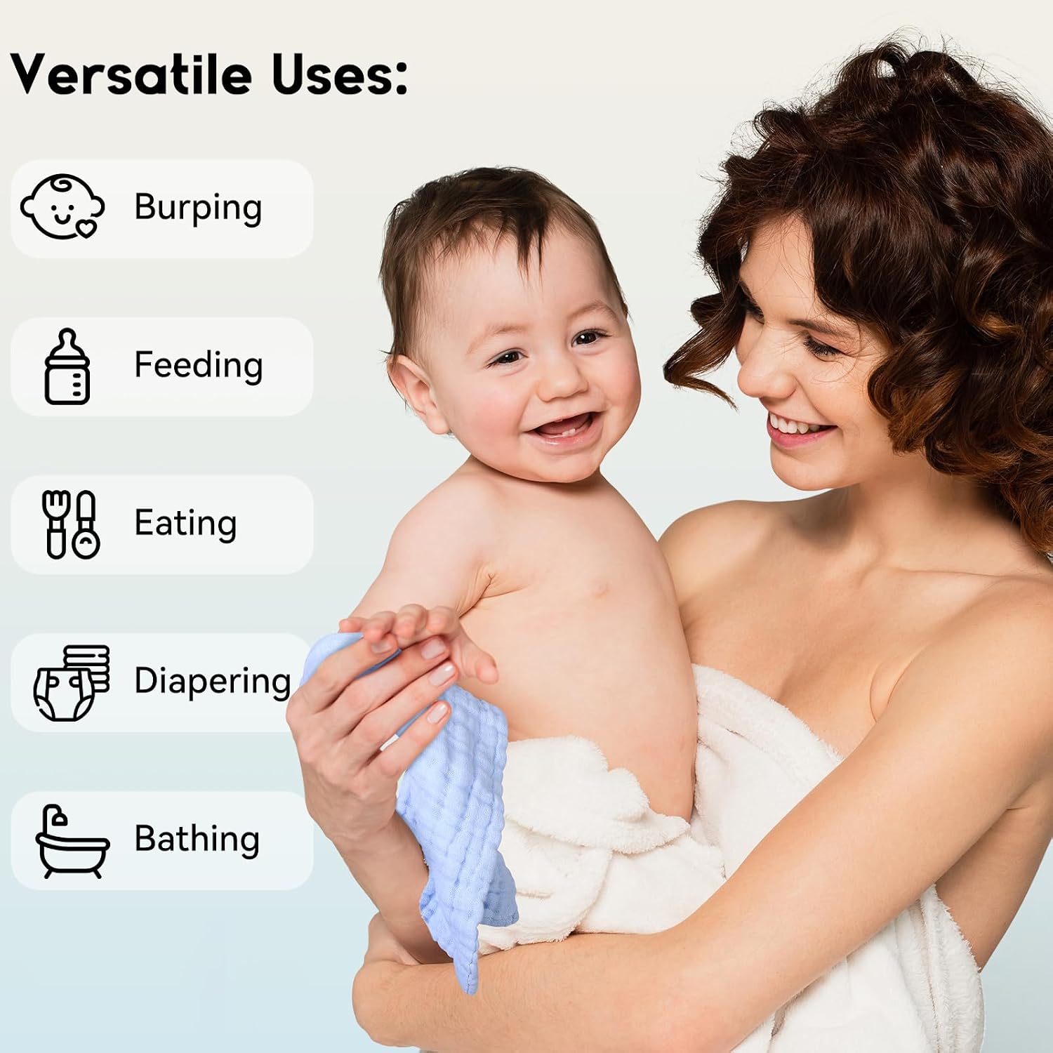 Thumbnail 4 de Unnivoll 6-Pack Muslin Baby Washcloths, 12" x 12", 100% Cotton