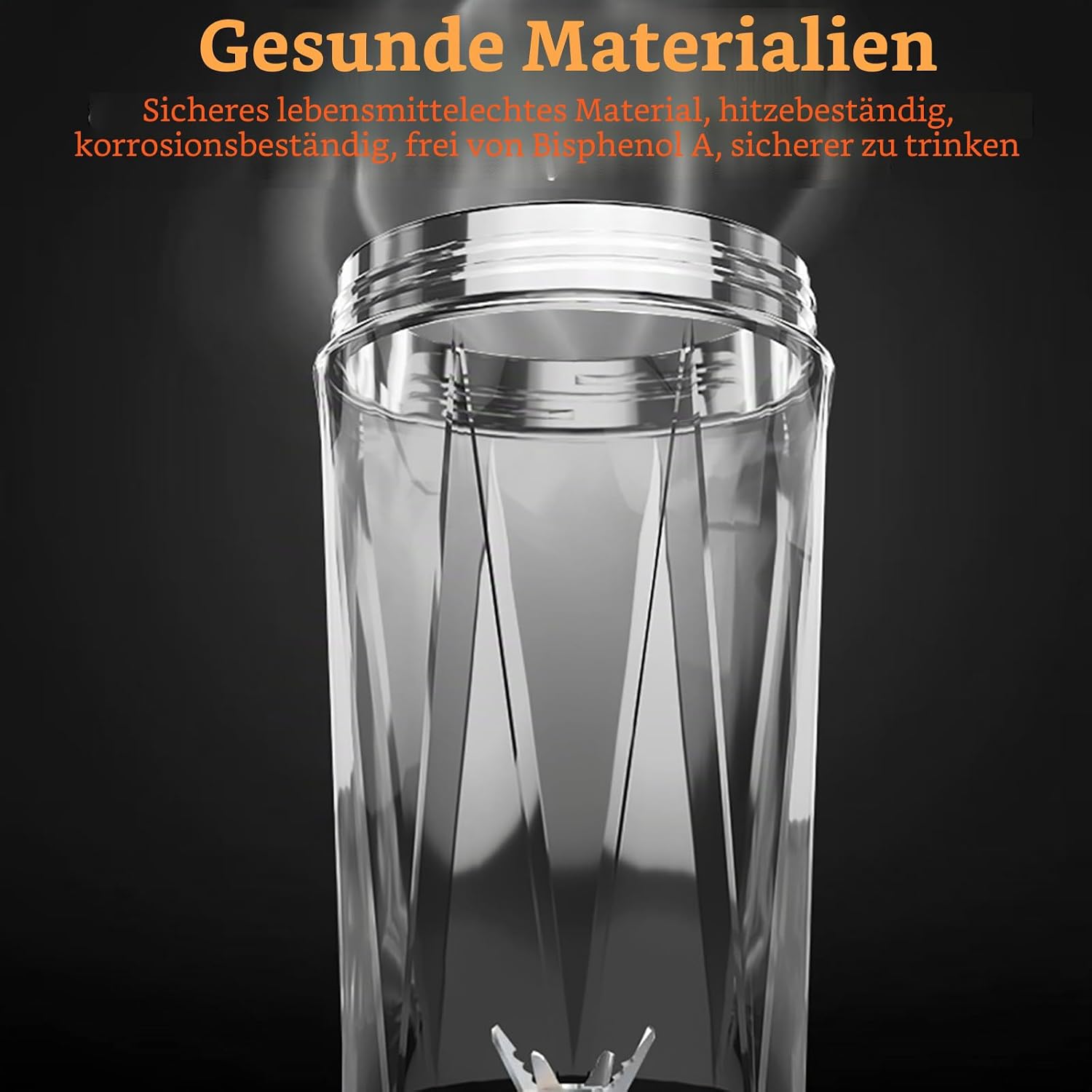 Detalle 2 de Smoothie Maker Tragbarer Mixer/Blender 700 ml – BPA-frei, 6000 mAh Akku, Weiße Ausführung