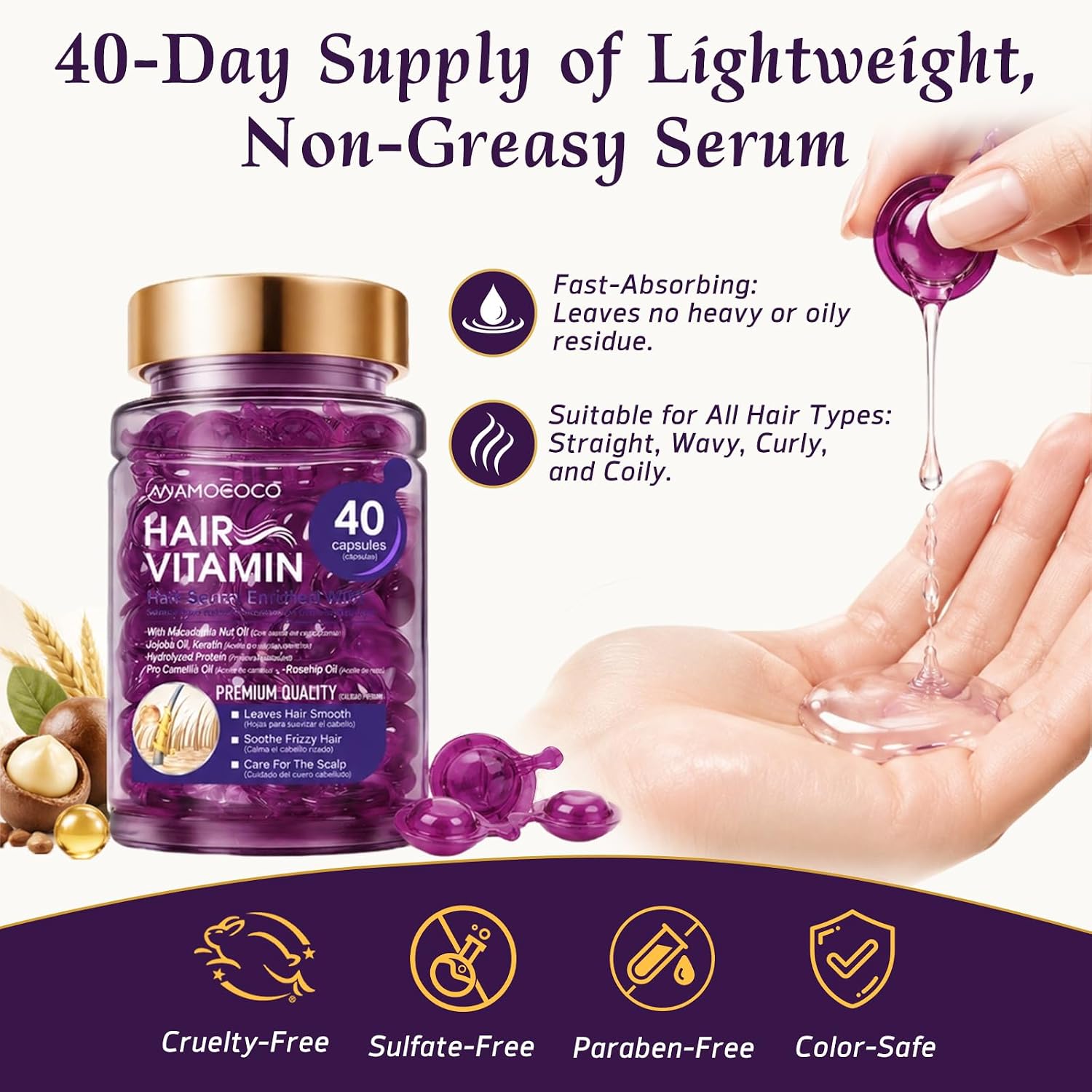 Thumbnail 6 de Amococo 3-Pack Hair Oil Capsules with Keratin, Argan & Jojoba Oils