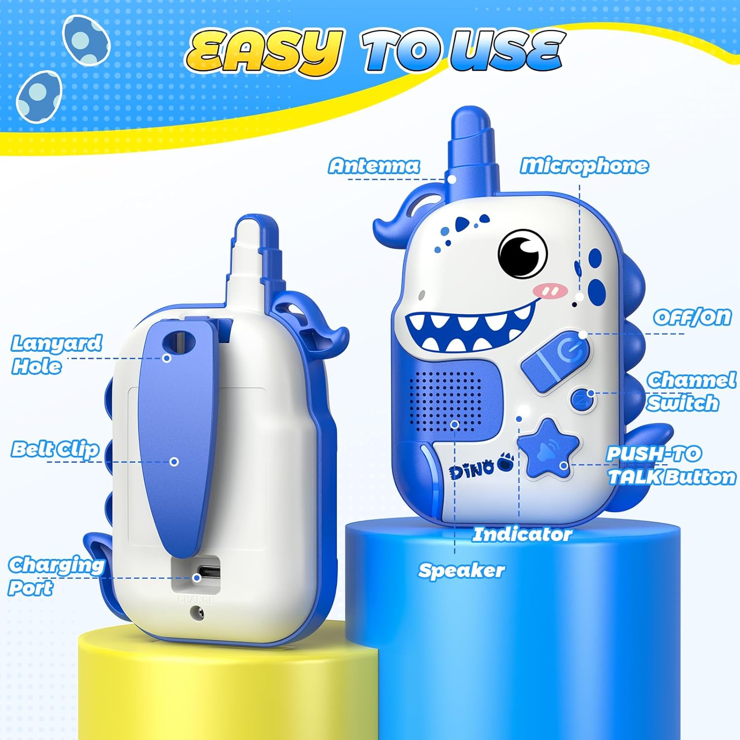 Detalle de Wootoyz 2PCS Rechargeable Kids Walkie Talkies with Dinosaur Design