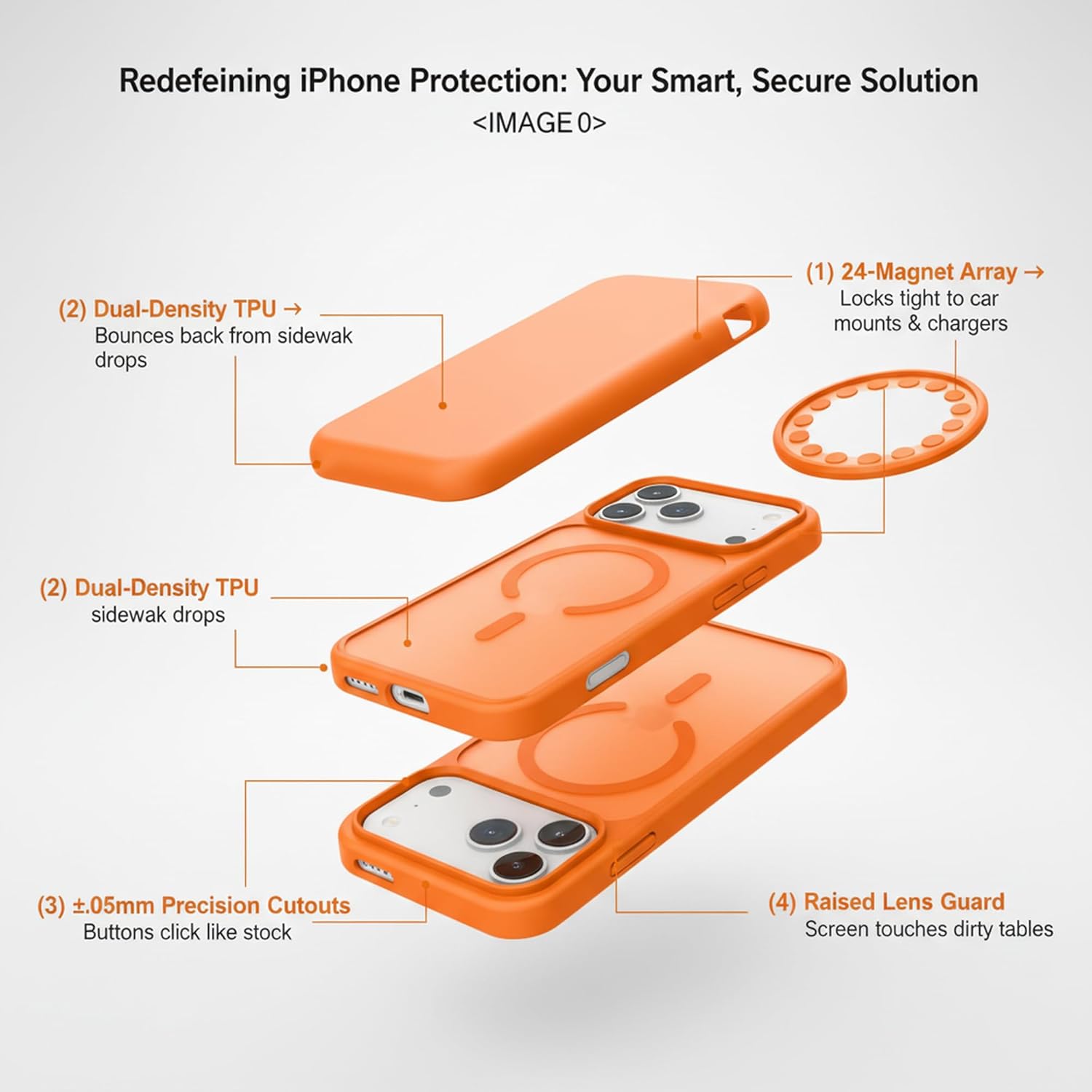 Thumbnail 1 de Seaflar coque pour iPhone 17 Pro compatible MagSafe, orange translucide