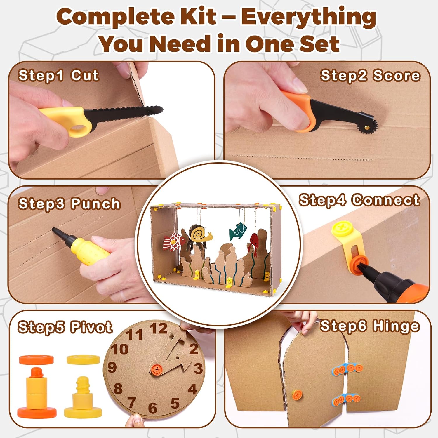 Thumbnail 3 de ZLemma Cardboard Construction Kit – 401 PCS Kids DIY Build Set with Safe Serrated Cutter, Crease Roller, Screws & Nuts