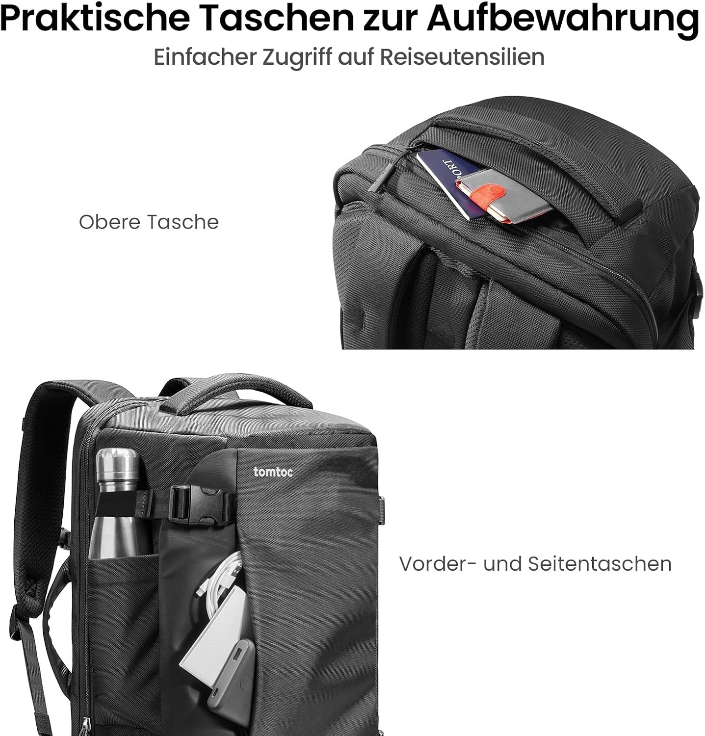 Thumbnail 4 de tomtoc 40L Reiserucksack – TSA-freundlich, 52 x 33 x 23 cm, Handgepäck für 15,6–17 Zoll