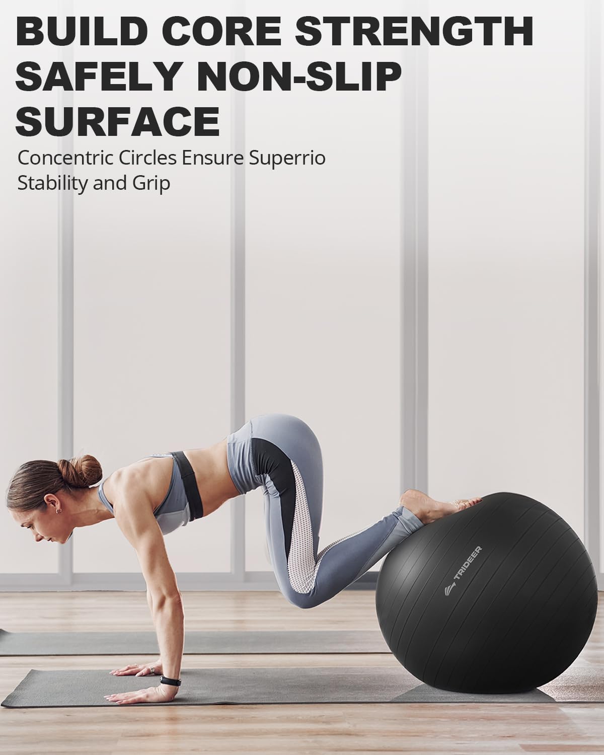 Detalle 2 de Trideer TR001 Exercise Ball, Non-Slip PVC Yoga Ball with Pump