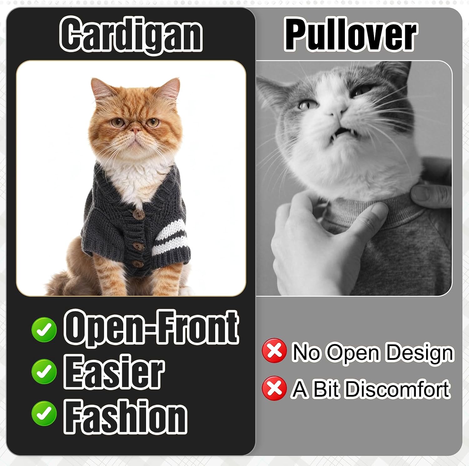 Thumbnail 3 de EXPAWLORER CS001GRY-S-01 Cat Sweater, Gray Knit Cardigan with Buttons