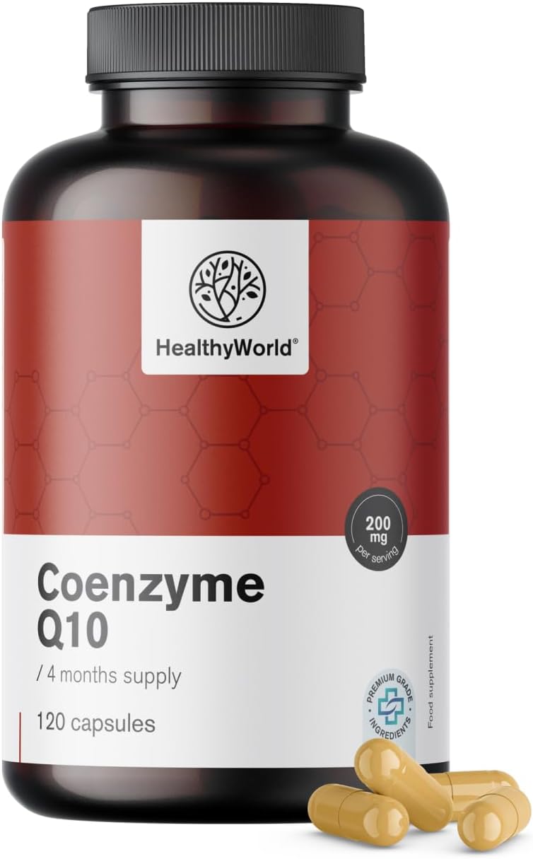 Detalle de HealthyWorld Co-enzym Q10 200 mg, 120 plantaardige capsules