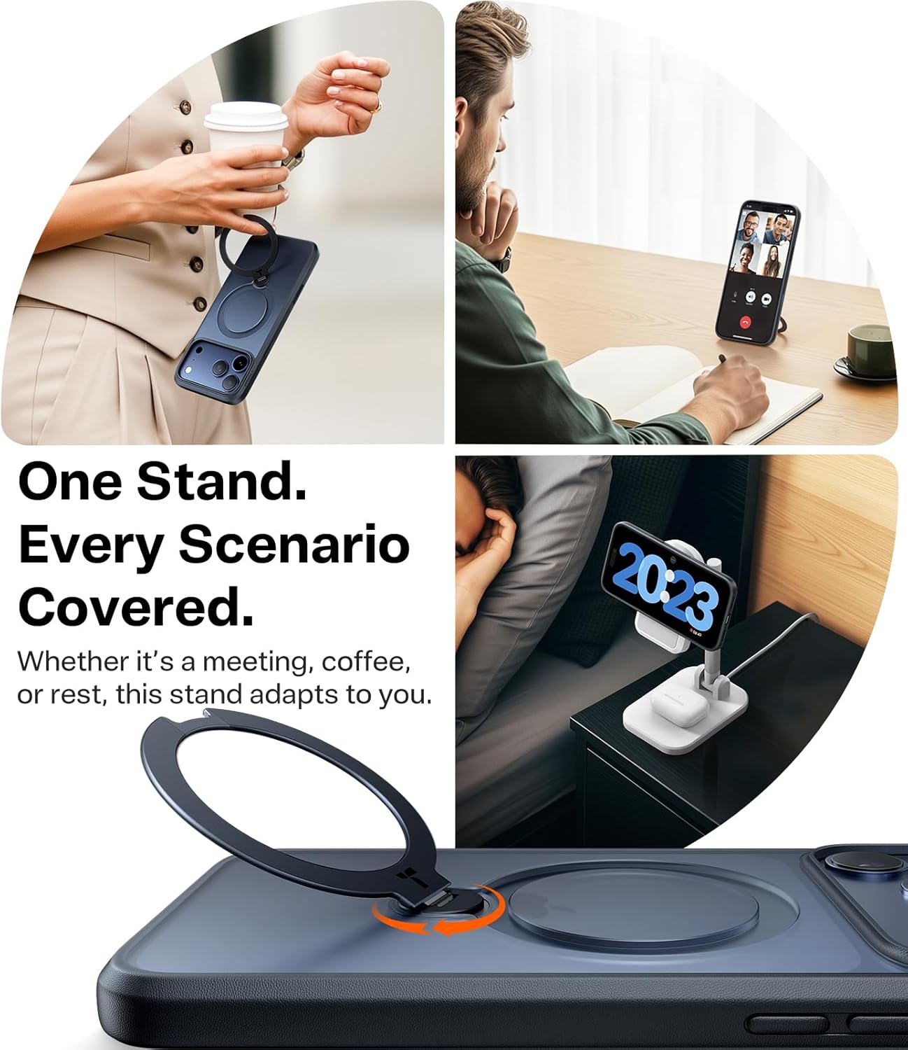 Thumbnail 4 de TORRAS Ostand Q3 Spin for iPhone 17 Pro Case with 360° rotating ring stand and MagSafe – Black