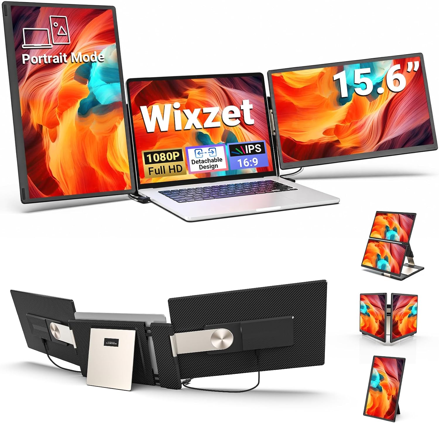 Detalle de Wixzet 15.6-Inch Laptop Screen Extender, Detachable FHD 1080p Monitor