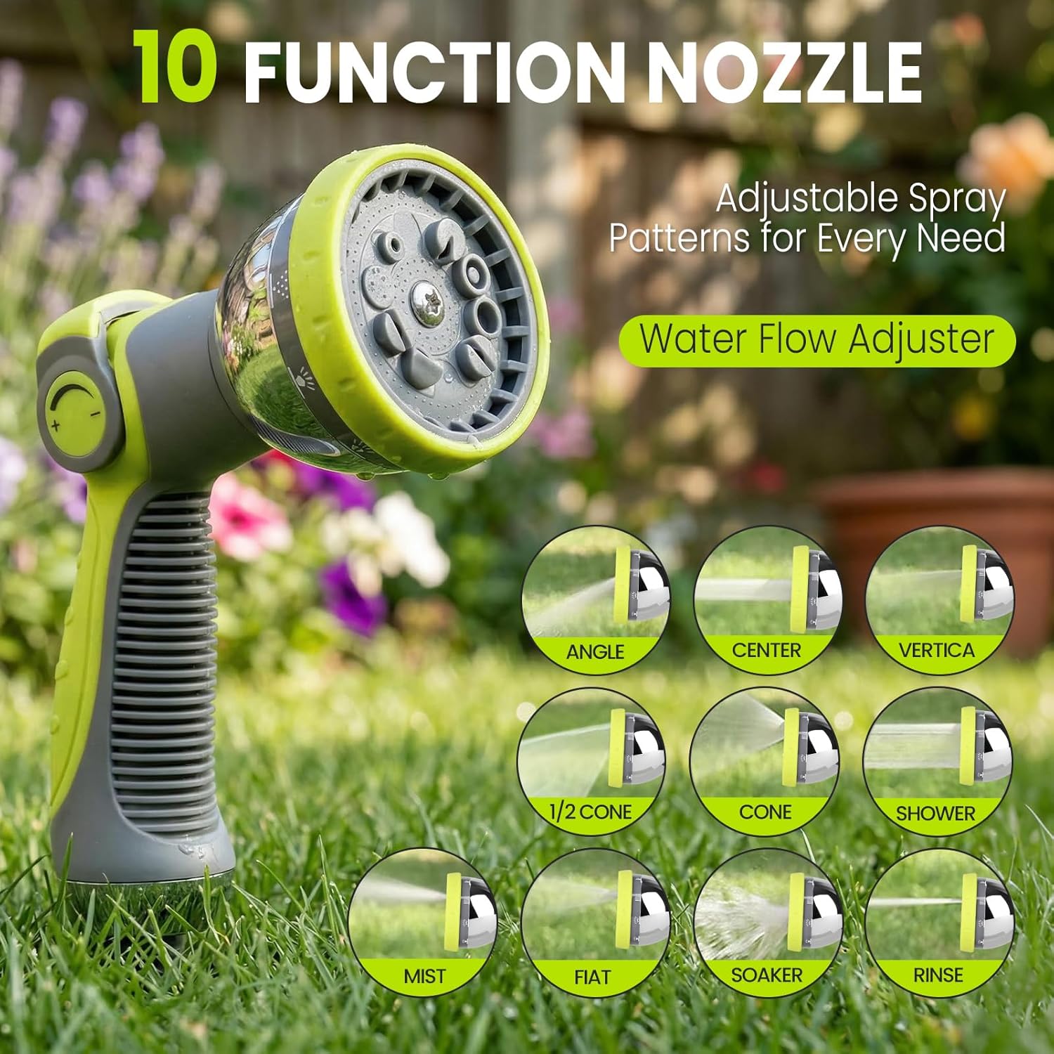 Thumbnail 5 de Bietor Retractable Garden Hose Reel with 30m + 2m Lead, 10-Pattern Nozzle, UV-Resistant Wall Mount