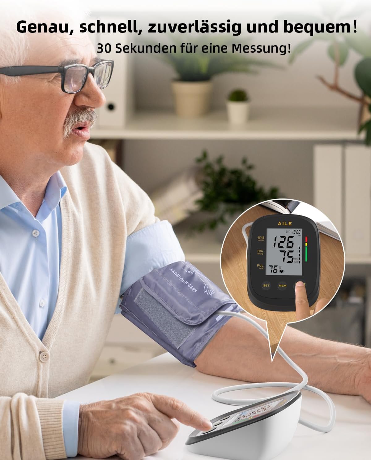 Thumbnail 1 de AILE Blutdruck Messgerät große Manschette 22–42 cm