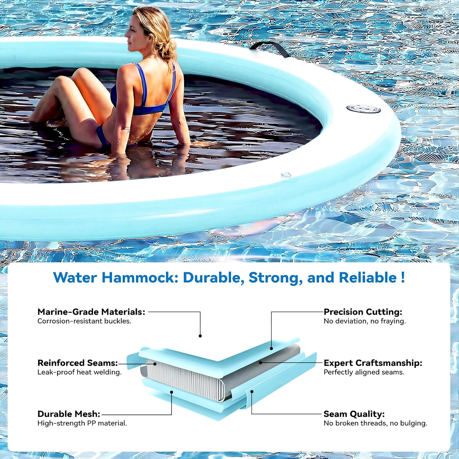 Detalle de Danrelax 6-12FT Round Inflatable Floating Dock with Sunchill Float Ring