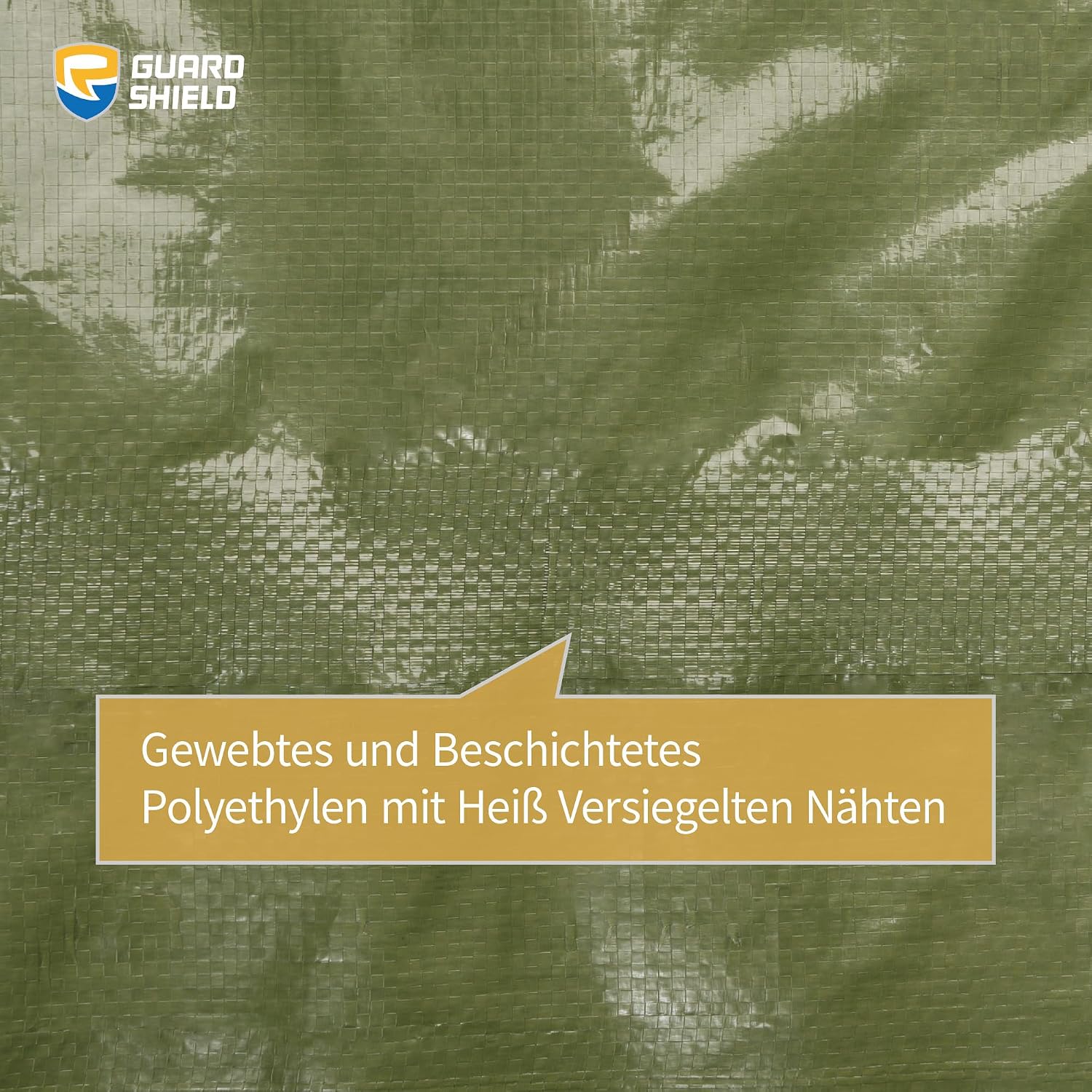 Detalle de GUARD SHIELD Abdeckplane mit Ösen 2 m × 3 m Grün – Wasserdicht, UV-stabilisiert, 120 g/m²