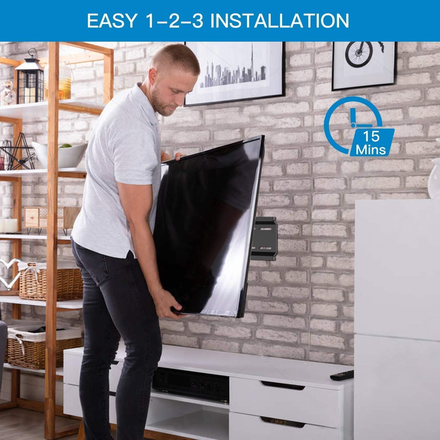 Detalle 2 de PERLESMITH TV Wall Bracket for 26-65 Inch Flat & Curved TVs up to 52 kg