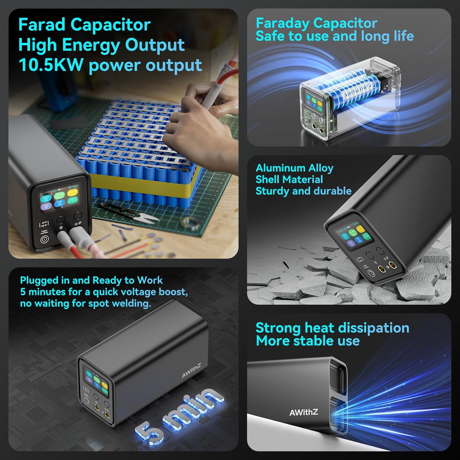 Thumbnail 4 de AWithZ UF20B Capacitor Battery Spot Welder (3-in-1 Auto, Manual & Foot Pedal) for 18650 and LiFePO4 Packs