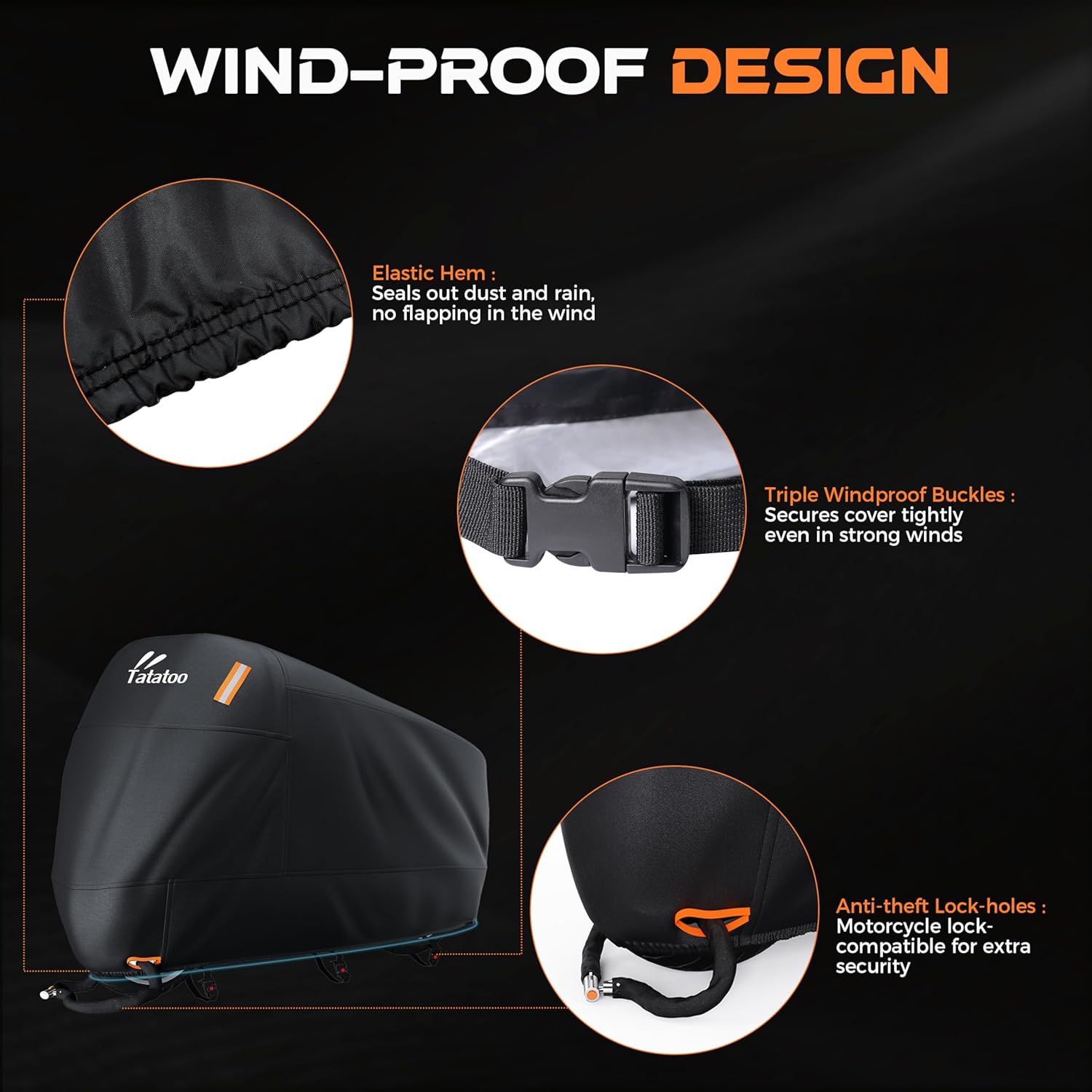 Thumbnail 4 de TATATOO XXL Motorcycle Cover 96.5" Waterproof 🏍