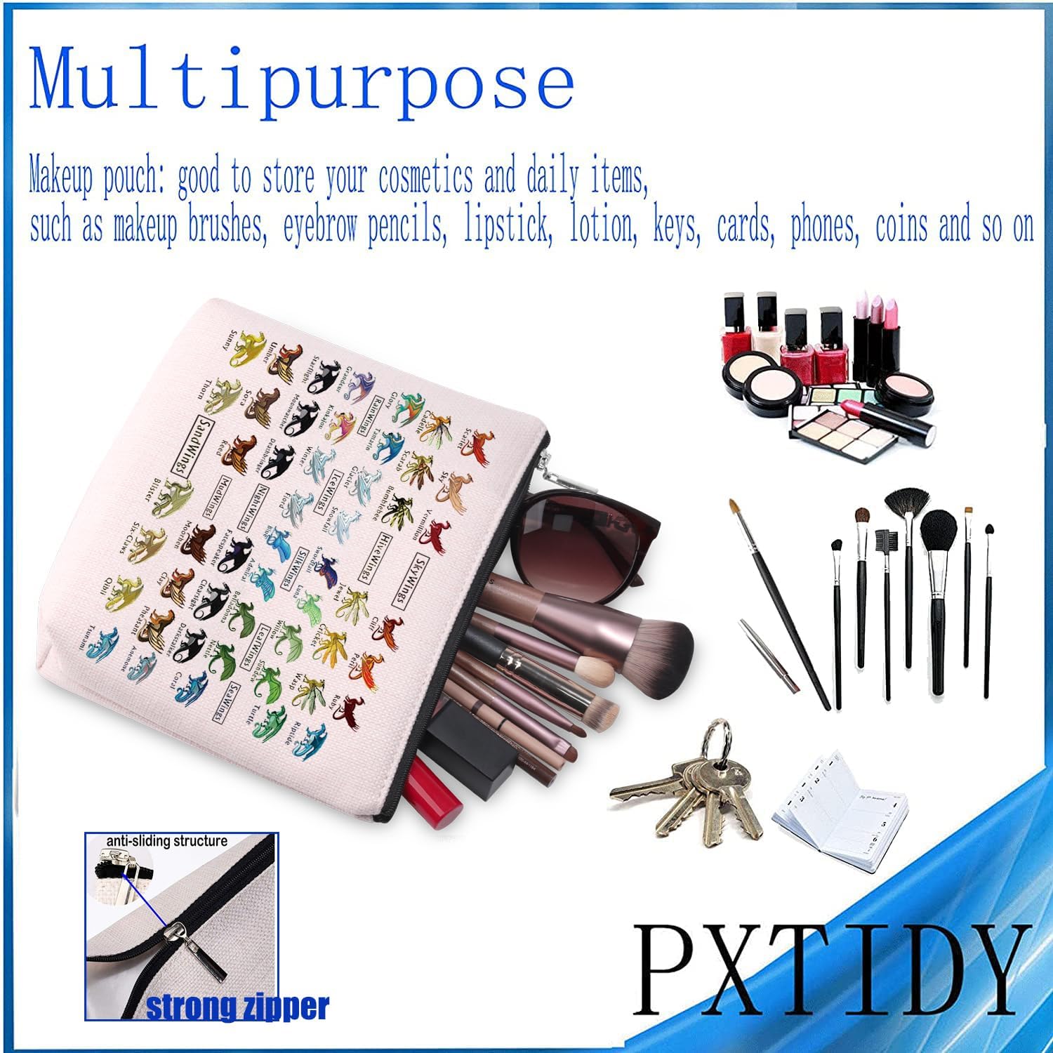 Detalle 2 de PXTIDY Dragon Makeup Bag, 9 × 7 in